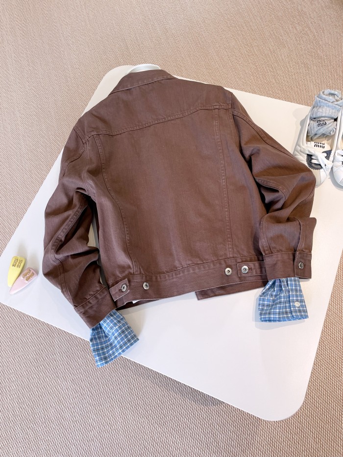 NIGO MiuMiu Women's Spring And Fall Brown Single Breasted Long Sleeved Denim Jacket Short Skirt Suit Set #nigo75718