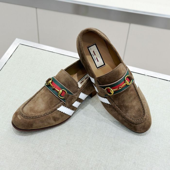 NIGO Gucci Men's Spring/Fall Solid Color Suede Round Toe Slip-on Loafer Shoes - Premium Casual Footwear #nigo75713