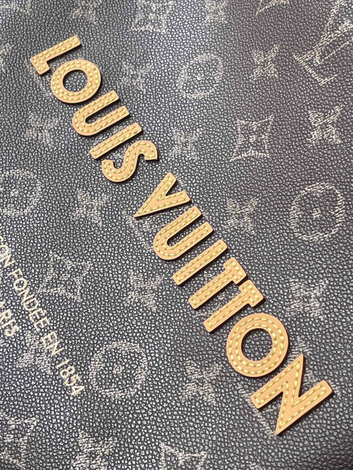 NIGO Louis Vuitton Men's Brown Classic Vintage Adjustable Shoulder Strap Embroidered Letter Print Tote Bag - Premium Coated Canvas Leather Bag #nigo75711