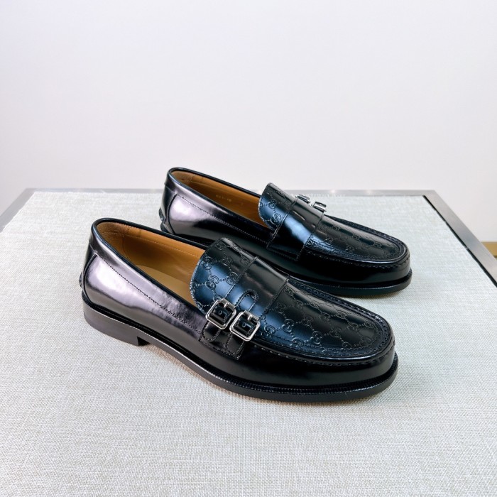 NIGO Gucci Men's Spring/Summer Dark Color Comfortable Slip-on Buckle Loafer - Easy Walk Daily Shoes #nigo75712