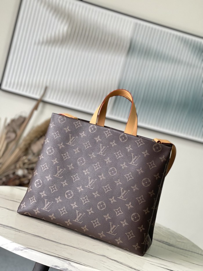 NIGO Louis Vuitton Men's Brown Classic Vintage Adjustable Shoulder Strap Embroidered Letter Print Tote Bag - Premium Coated Canvas Leather Bag #nigo75711
