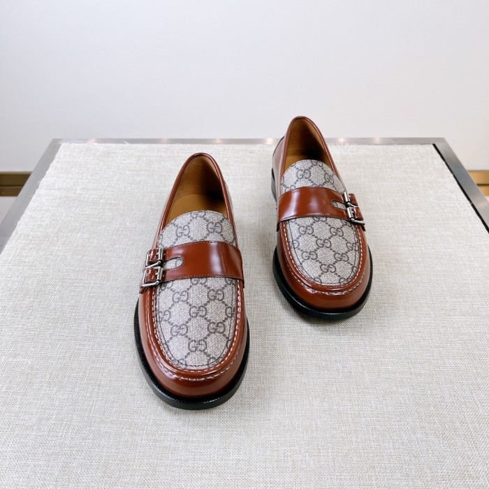 NIGO Gucci Men's Spring/Summer Dark Color Comfortable Slip-on Buckle Loafer - Easy Walk Daily Shoes #nigo75712