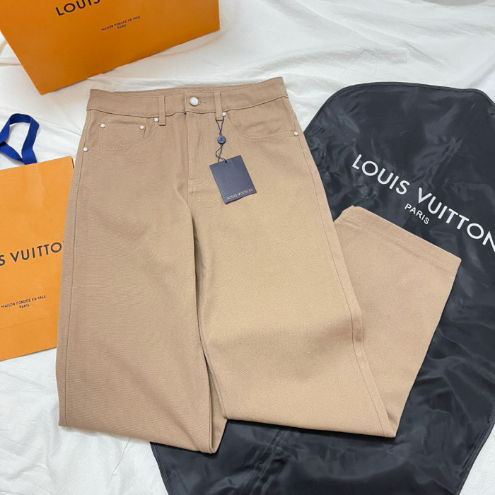NIGO Louis Vuitton Men's Light Brown Casual Outfit Set Suit - Minimalist Collar Jacket with Button Pockets & Color-Coordinated Pants #nigo75719