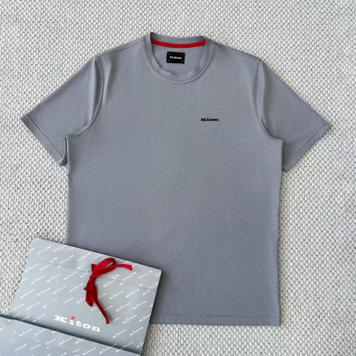 NIGO Kiton Men's Summer Solid Color Embroidered Letter Print Round Neck Short Sleeve T-Shirt #nigo75729