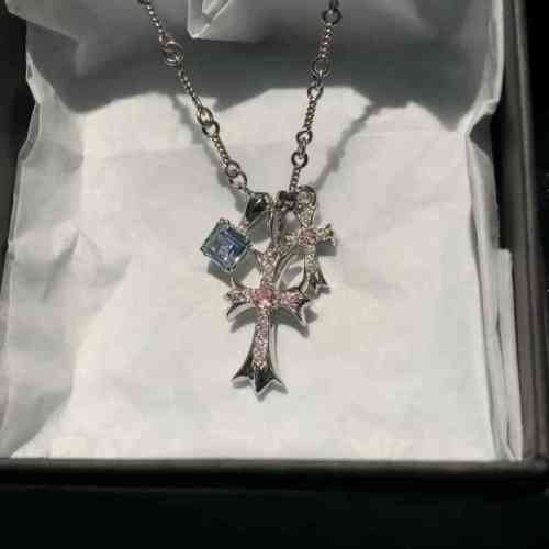 NIGO Chrome Hearts Men's And Women's Cross With Diamond Pendant Bamboo Lockbone Chain Necklace Jewelry #nigo75726