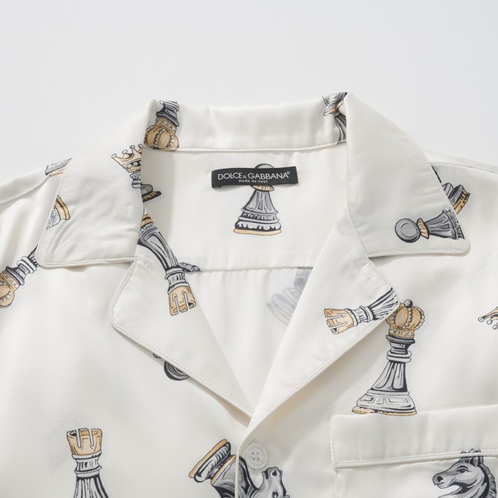 NIGO Dolce&Gabbana Men's And Women's Spring And Summer Chess Printing Single Breasted Long Sleeved Shirt Elastic Waist Tie Casual Pants Suit Set #nigo75724