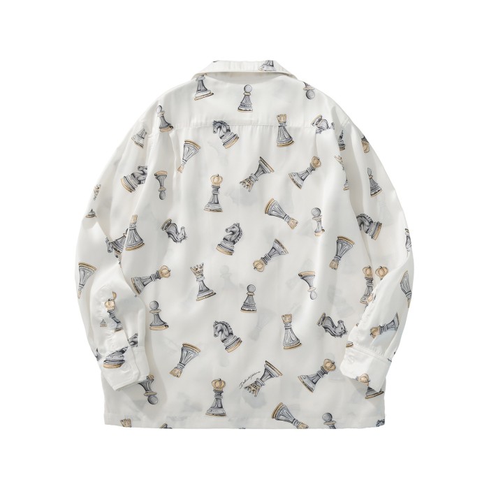NIGO Dolce&Gabbana Men's And Women's Spring And Summer Chess Printing Single Breasted Long Sleeved Shirt Elastic Waist Tie Casual Pants Suit Set #nigo75724