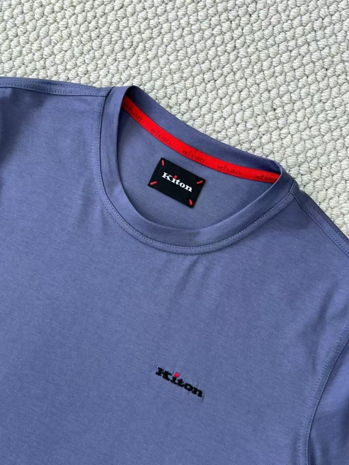 NIGO Kiton Men's Summer Solid Color Embroidered Letter Print Round Neck Short Sleeve T-Shirt #nigo75729