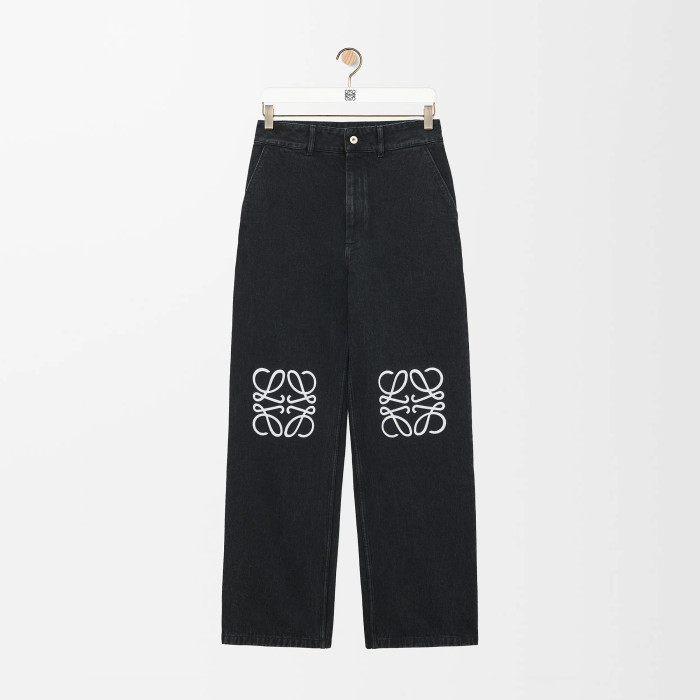 NIGO Loewe Women's Spring and Autumn Logo Print Solid Color Low Rise Zipper Loose Jeans Pants #nigo75751