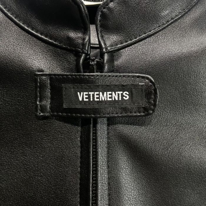 NIGO Vetements Men's Winter Letter Printed Long Sleeve Short Fit Motorcycle Leather Jacket #nigo95111