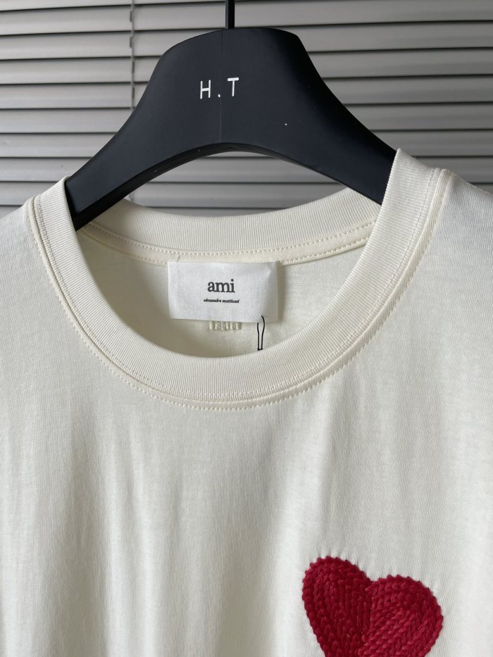 NIGO Ami Men's and Women's Solid Color Embroidered Logo Print Round Neck Cotton Short Sleeve T-Shirt #nigo75745