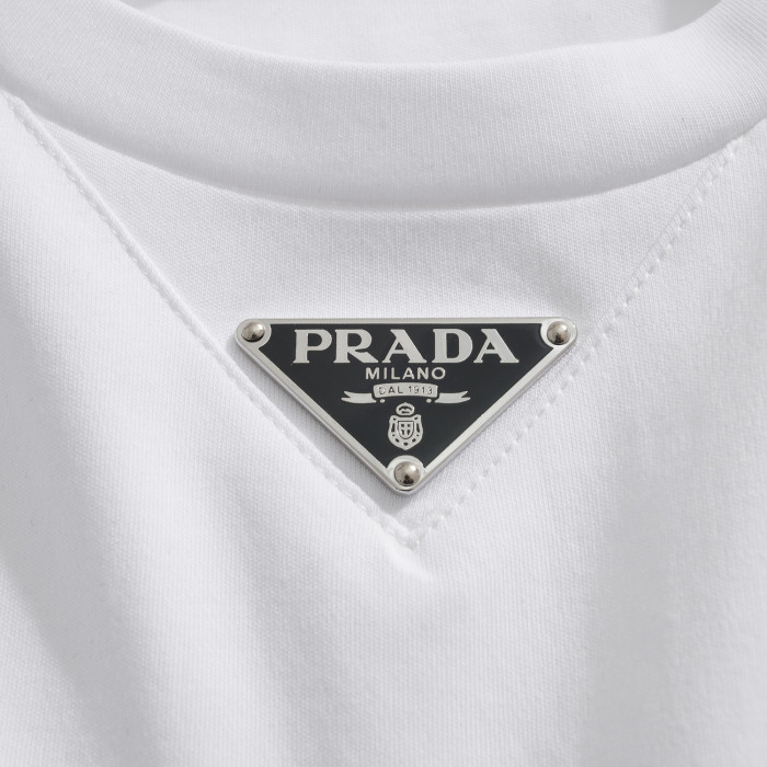 NIGO Prada Men's Summer Solid Color Triangle Logo Logo Round Neck Cotton Short Sleeve T-Shirt #nigo75752