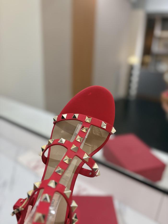 NIGO Valentino Women's Summer Solid Color Rivet Buckle 6.5cm Square Heel Sheepskin High Heels Shoes #nigo75757
