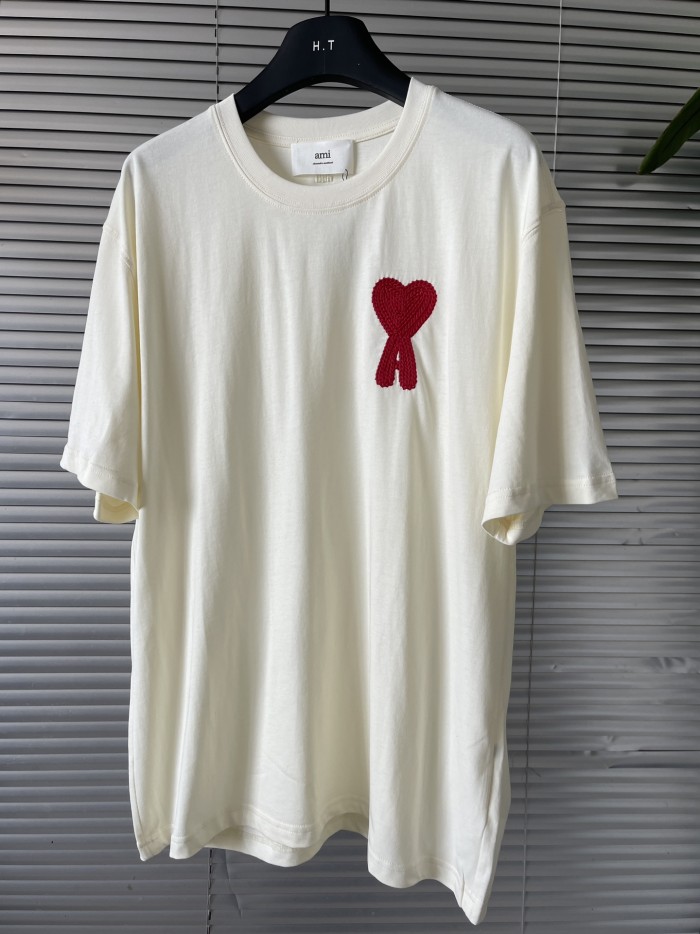 NIGO Ami Men's and Women's Solid Color Embroidered Logo Print Round Neck Cotton Short Sleeve T-Shirt #nigo75745