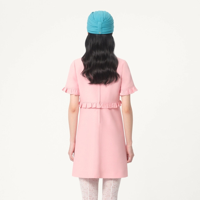 NIGO Valentino Women's Crepe Couture Short Dress Spring And Summer Pink Lace Short Mini Dress Fashionable Temperament Elegant Cute Style Ngvp #nigo1294