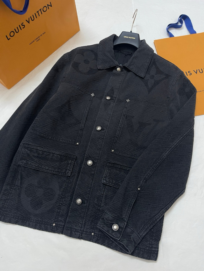 NIGO Louis Vuitton Men's Spring And Fall Black Logo Jacquard Single Breasted Long Sleeved Denim Jacket Jeans Pants Suit Set #nigo75747