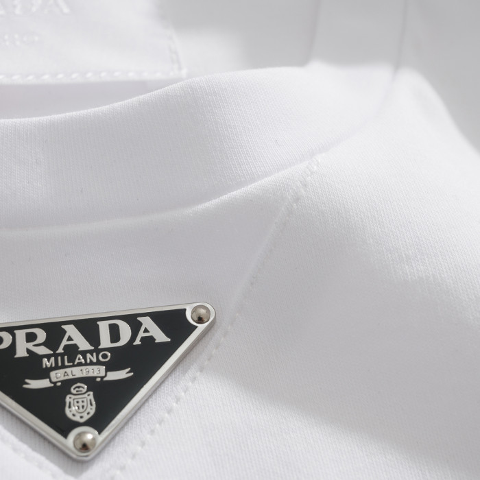NIGO Prada Men's Summer Solid Color Triangle Logo Logo Round Neck Cotton Short Sleeve T-Shirt #nigo75752