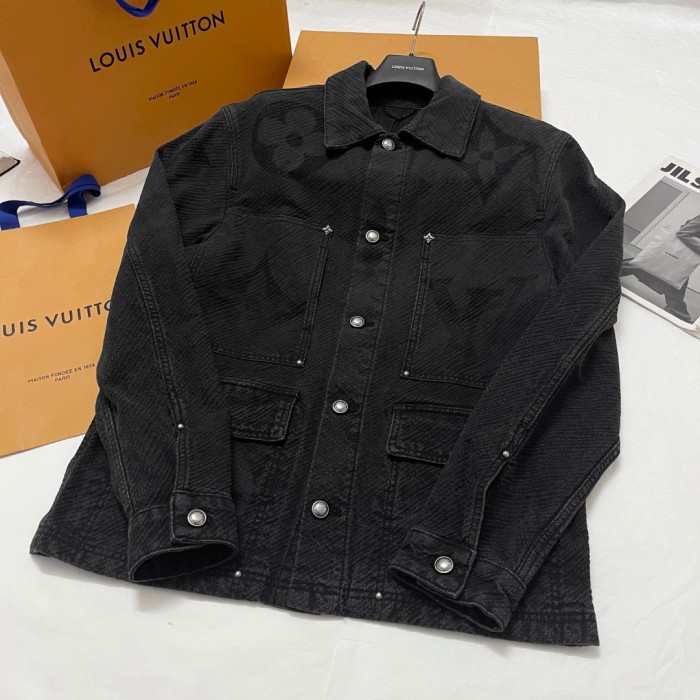 NIGO Louis Vuitton Men's Spring And Fall Black Logo Jacquard Single Breasted Long Sleeved Denim Jacket Jeans Pants Suit Set #nigo75747