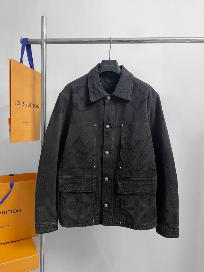 NIGO Louis Vuitton Men's Spring And Fall Black Logo Jacquard Single Breasted Long Sleeved Denim Jacket Jeans Pants Suit Set #nigo75747