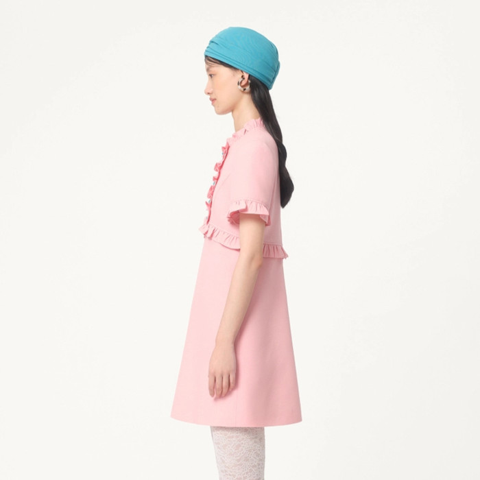 NIGO Valentino Women's Crepe Couture Short Dress Spring And Summer Pink Lace Short Mini Dress Fashionable Temperament Elegant Cute Style Ngvp #nigo1294