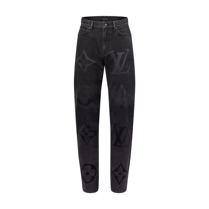 NIGO Louis Vuitton Men's Spring And Fall Black Logo Jacquard Single Breasted Long Sleeved Denim Jacket Jeans Pants Suit Set #nigo75747