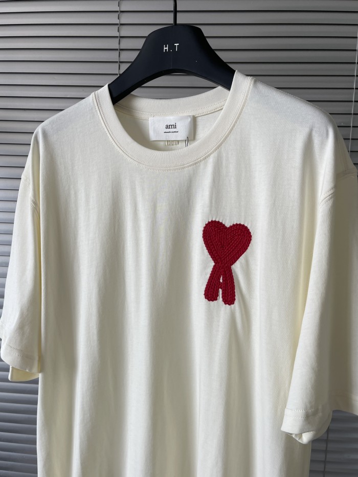 NIGO Ami Men's and Women's Solid Color Embroidered Logo Print Round Neck Cotton Short Sleeve T-Shirt #nigo75745
