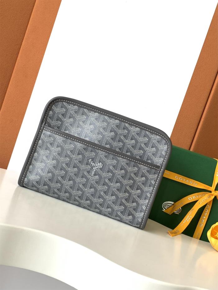 NIGO GOYARD Jouvence Men's and Women's Old Flower Full Print Zipper Closure Canvas Patchwork Leather Wash Bag Clutch Bags #nigo75739