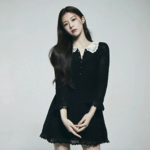 NIGO Celine Women's Spring Summer Lace Black Dress Logo Button Lapel Temperament Elegant Long Sleeve Dresses Ngvp#nigo1296