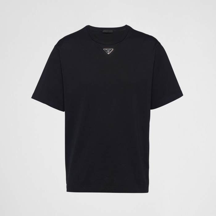 NIGO Prada Men's Summer Solid Color Triangle Logo Logo Round Neck Cotton Short Sleeve T-Shirt #nigo75752