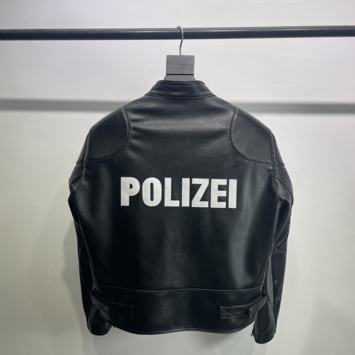 NIGO Vetements Men's Winter Letter Printed Long Sleeve Short Fit Motorcycle Leather Jacket #nigo95111