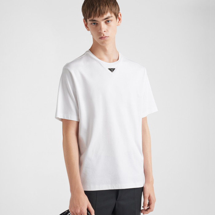 NIGO Prada Men's Summer Solid Color Triangle Logo Logo Round Neck Cotton Short Sleeve T-Shirt #nigo75752