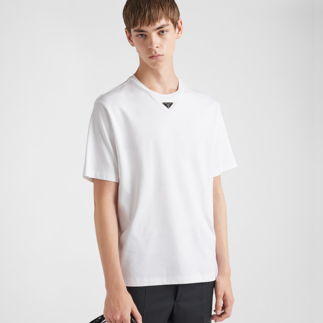 NIGO Prada Men's Summer Solid Color Triangle Logo Logo Round Neck Cotton Short Sleeve T-Shirt #nigo75752