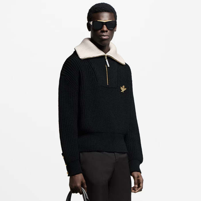 NIGO Louis Vuitton Men's Fall And Winter Half Zip Pullover Brooch Lapel Long Sleeved Sweater #nigo75765
