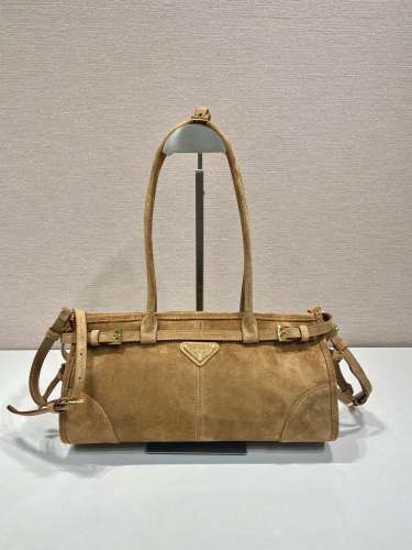 NIGO Prada Women's Soft Lux Collection Medium Suede Brushed Leather Logo Solid Color Handbags Casual Crossbody Bag Bags 1BA426_2C4S_F0401 #nigo71977