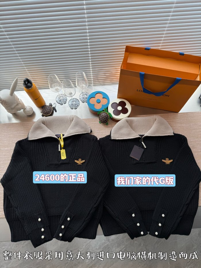 NIGO Louis Vuitton Men's Fall And Winter Half Zip Pullover Brooch Lapel Long Sleeved Sweater #nigo75765