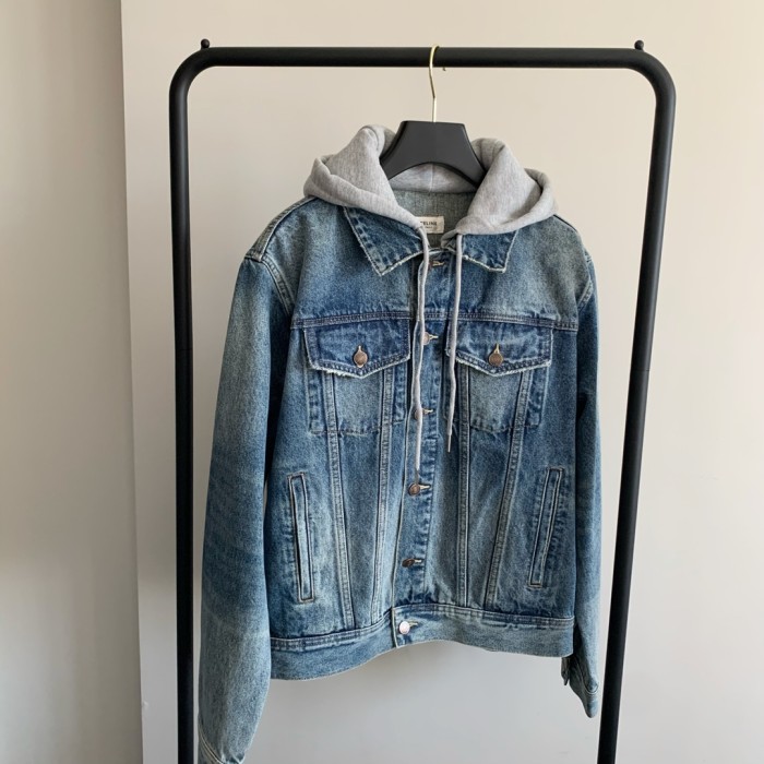 NIGO Celine Men's Autumn Blue Denim Single Breasted Hooded Jacket #nigo75786