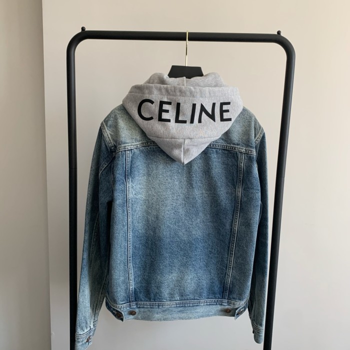 NIGO Celine Men's Autumn Blue Denim Single Breasted Hooded Jacket #nigo75786