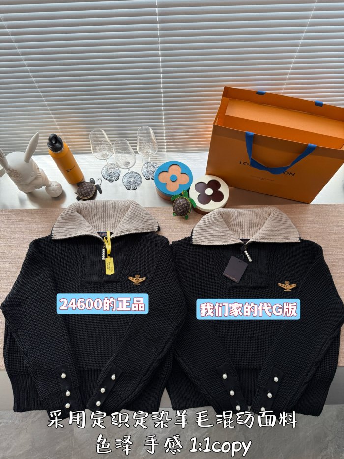 NIGO Louis Vuitton Men's Fall And Winter Half Zip Pullover Brooch Lapel Long Sleeved Sweater #nigo75765