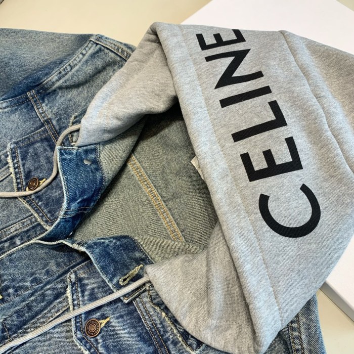 NIGO Celine Men's Autumn Blue Denim Single Breasted Hooded Jacket #nigo75786