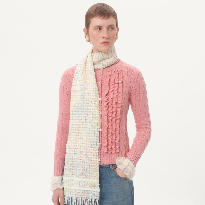 NIGO Valentino Women's Spring, Autumn And Winter V-Neck Ruffled Solid Color Knitted Sweater Long-Sleeved Cardigan Ngvp #nigo1256