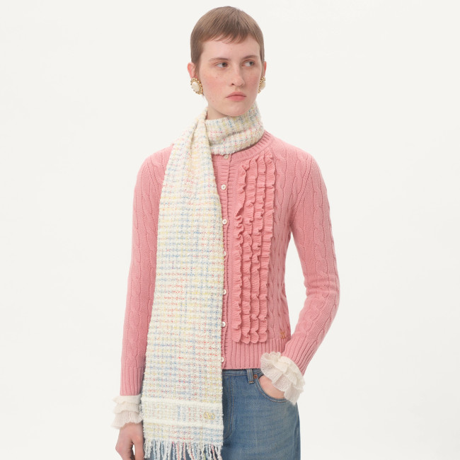 NIGO Valentino Women's Spring, Autumn And Winter V-Neck Ruffled Solid Color Knitted Sweater Long-Sleeved Cardigan Ngvp #nigo1256