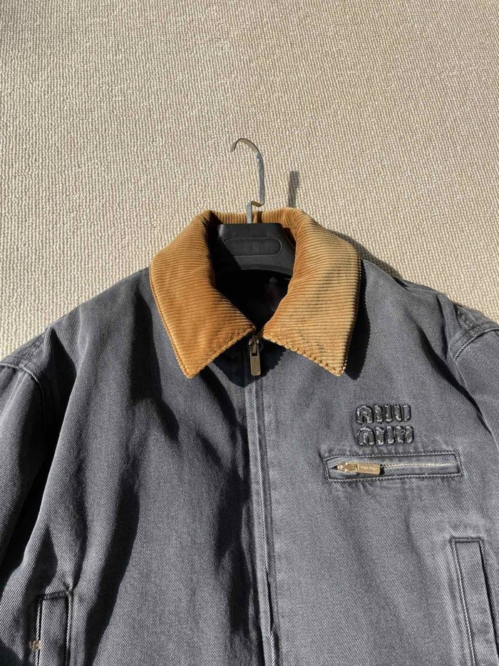 NIGO MiuMiu Women's Autumn and Winter Colorblocking Lapel Logo Embroidery Zipper Long Sleeve Jacket #nigo75761