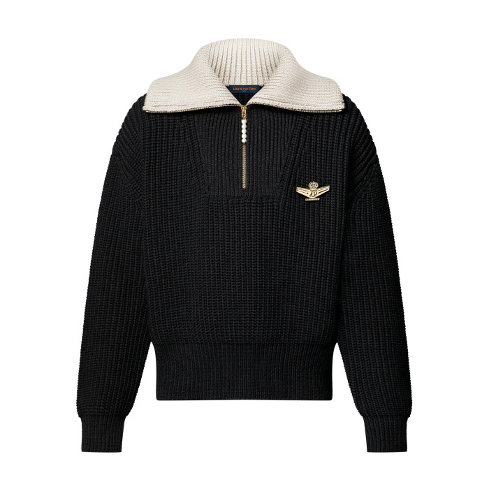 NIGO Louis Vuitton Men's Fall And Winter Half Zip Pullover Brooch Lapel Long Sleeved Sweater #nigo75765