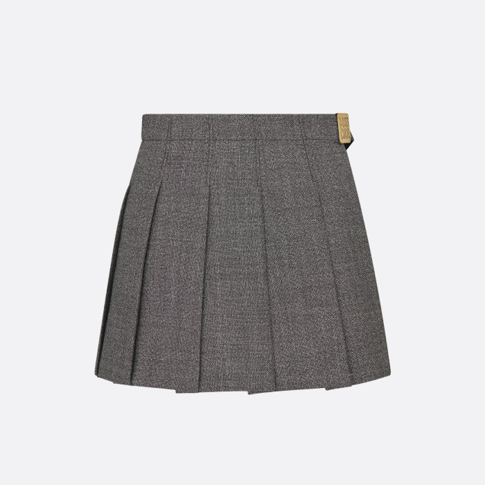 NIGO Dior Women's Summer Gold Logo Table Irregularly Shaped Hem Solid Color Casual Short Skirt #nigo75766