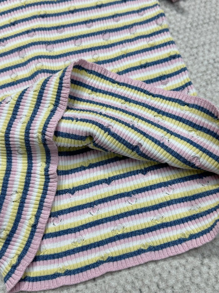 NIGO Chanel Women's Spring/Summer Letter Printed Striped Round Neck Short Sleeve Knit Sweater T-Shirt #nigo75782