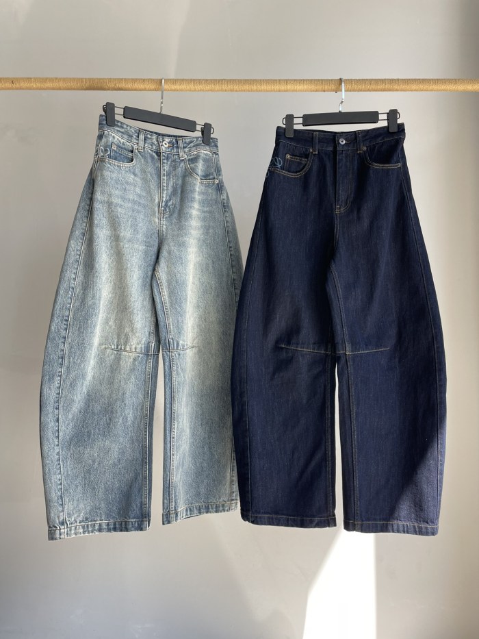 NIGO Loewe Women's Spring and Autumn Logo Print Pocket Zipper Loose Solid Color Jeans Pants #nigo75774