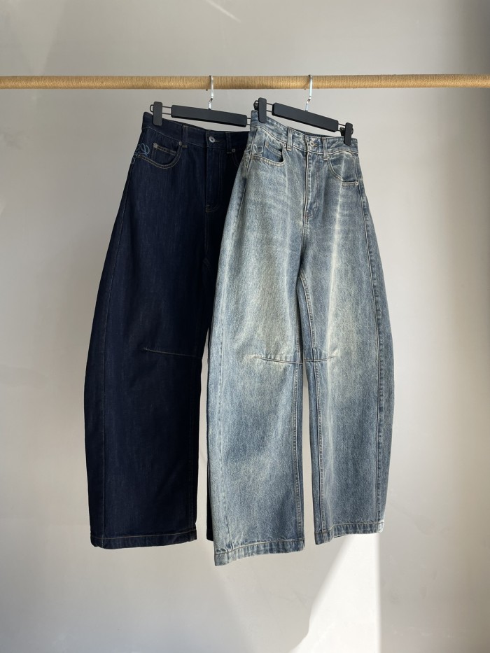 NIGO Loewe Women's Spring and Autumn Logo Print Pocket Zipper Loose Solid Color Jeans Pants #nigo75774