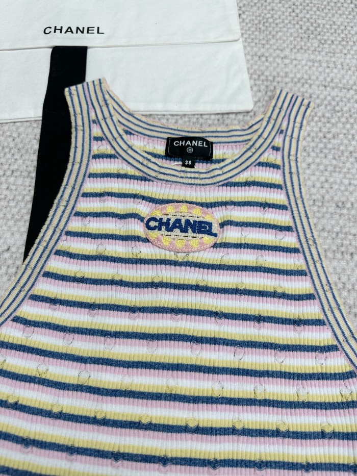 NIGO Chanel Women's Summer Striped Floor Length Letter Knit Sleeveless Dress #nigo75781
