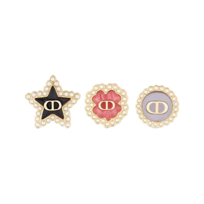 NIGO Dior Women's How Many Stars Round Clover Decoration Metal Stud Earrings Jewelry #nigo75775