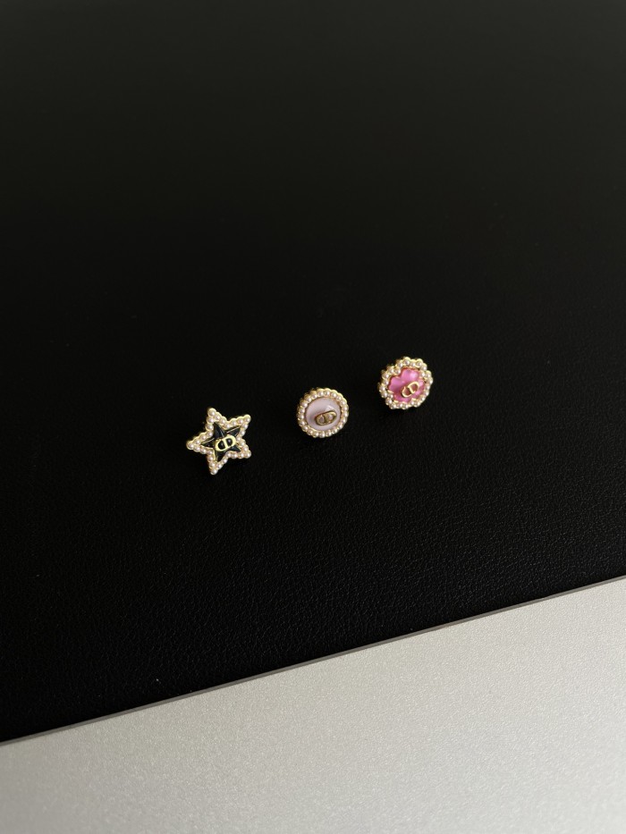 NIGO Dior Women's How Many Stars Round Clover Decoration Metal Stud Earrings Jewelry #nigo75775